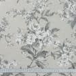 Ткани для декора - Декоративная ткань панама Рокси цветы серый