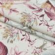 Ткани для декора - Декоративная ткань панама Ней цветы лилово-сизый,серый