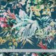 Ткани для римских штор - Декоративній велюр Бутрус цветы листья фон изумруд