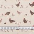 Ткани для столового белья - Полупанама ТКЧ набивная прогулка с цыплятами цвет коричневый