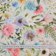 Ткани для римских штор - Декоративная ткань лонета Французский сад мультиколор фон под натуральный