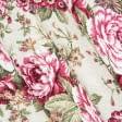 Ткани для римских штор - Декоративная ткань панама Арезо цветы бордо