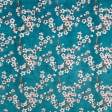 Тканини для меблів - Декоративний велюр принт Сакура колір бірюза