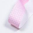 Ткани для одежды - Репсовая лента Тера горох мелкий белый, фон розовый 34 мм