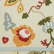 Ткани для декора - Декоративная ткань Камилла цветы красный, фон крем