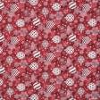 Ткани для скрапбукинга - Новогодняя ткань лонета Елочные игрушки фон красный
