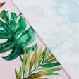 Ткани все ткани - Декоративная ткань лонета Монстера зеленый фон розовый