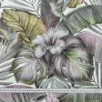 Ткани все ткани - Декоративная ткань Колибри на листьях зеленый, фон белый
