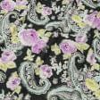 Ткани для римских штор - Декоративная ткань панама Портобелло цветы  фуксия